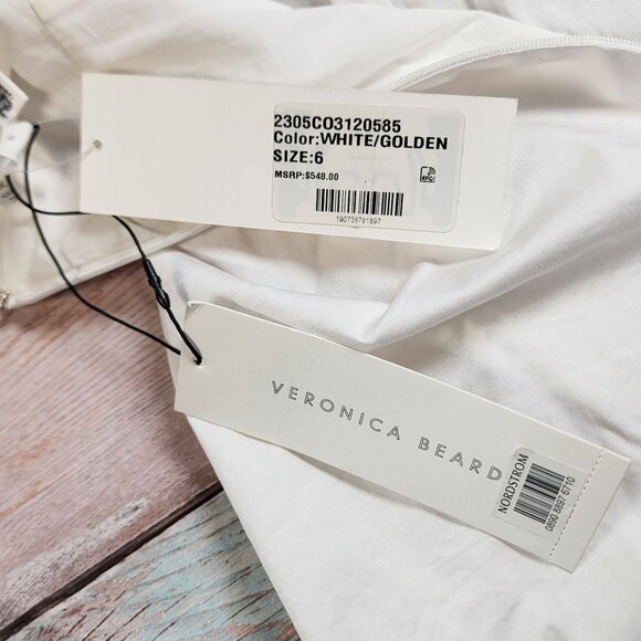 Veronica Beard Sleeveless Midi Dress White/Golden Sand Women's Size 6 - Picture 4 of 13